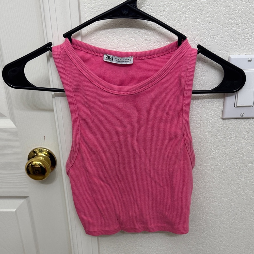 Zara Pink Cropped Tank Top